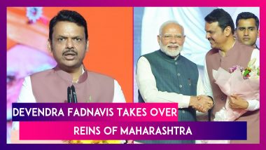 Devendra Fadnavis Takes Oath As Maharashtra CM, Eknath Shinde & Ajit Pawar Sworn In As Deputy CMS in Star-Studded Oath Ceremony