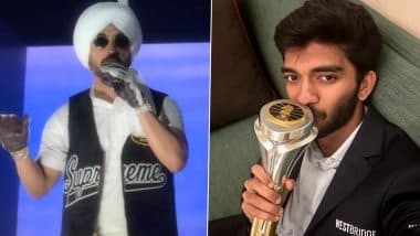 Diljit Dosanjh Honours World Chess Champion Gukesh Dommaraju During His Chandigarh Concert (Watch Video)