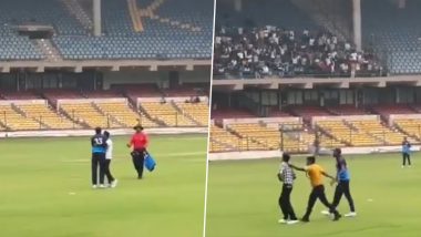 Fans Breach Security To Meet Hardik Pandya During Baroda vs Mumbai Syed Mushtaq Ali Trophy 2024 Semifinal Match, Star All-Rounder’s Gesture Evokes Cheers From Crowd (Watch Videos)