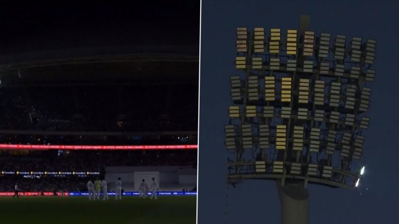 Consecutive Floodlight Failure Interrupts IND vs AUS 2nd Test 2024 at Adelaide (Watch Video)