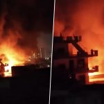 Gurugram Blast Video: Massive Blaze Erupts at Saraswati Enclave in Haryana After AC Compressor Explodes, Viral Clip Shows Black Smoke Covering Skies