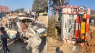 Hathras Road Accident: 7 People Including 3 Women Killed After Pickup Truck on Way to Etah Collides With Courier Container in Uttar Pradesh (Watch Videos)