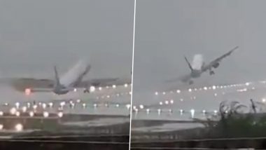 IndiGo Airlines Flight Aborts Landing After Touchdown at Chennai Airport Amid Cyclone Fengal, Shocking Video Surfaces