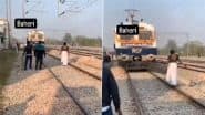 Bareilly: Mentally Ill Woman Walks on Railway Tracks Forcing Loco Pilot to Halt Train Near Baheri in UP, Video Goes Viral