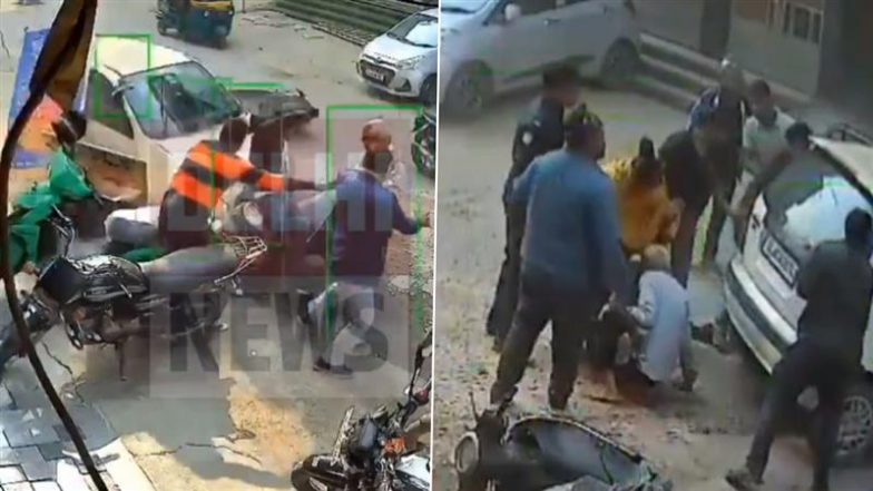 Adarsh Nagar Accident Caught on Camera: Car Driven By Minor Hits Pedestrians in Delhi; Drags Man, His Grandson Under It; Video Surfaces