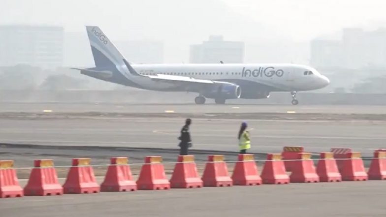 Navi Mumbai International Airport Successfully Conducts First Flight Validation Test As A320 Aircraft From IndiGo Airlines Lands on Runway (Watch Videos)