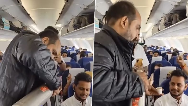 IndiGo Passenger Turns ‘Chaiwala!’ Man Serves Tea to Commuters Aboard Flight, Goes Viral, Instagram Reel Sparks Mixed Reactions on the Internet (Watch Video)