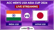 India vs Japan, ACC Men's U19 Asia Cup 2024 Live Streaming Online: How To Watch IND U19 vs JPN U19 Cricket Match Free Live Telecast on TV?