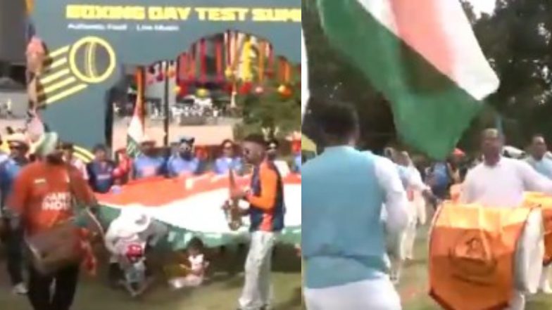 Indian Fans Play Dhol, Cheer for Team India Outside Melbourne Cricket Ground Ahead of IND vs AUS Boxing Day Test 2024 (Watch Video)