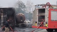 Jaipur Fire: 4 Killed After Truck Carrying Chemical Hits Other Vehicles, Triggering Blaze in CNG Tanker Near Petrol Pump on Ajmer Road (Watch Videos)