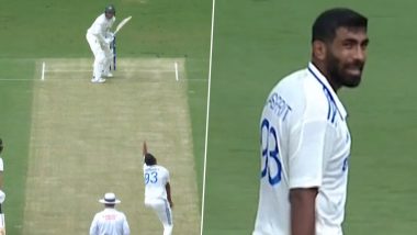 ‘Nahi Ho Raha Hai Swing’ Stump Mic Catches Jasprit Bumrah’s Comments As India Fail To Take Wickets on Rain-Shortened Day 1 of IND vs AUS 3rd Test 2024 (Watch Video)