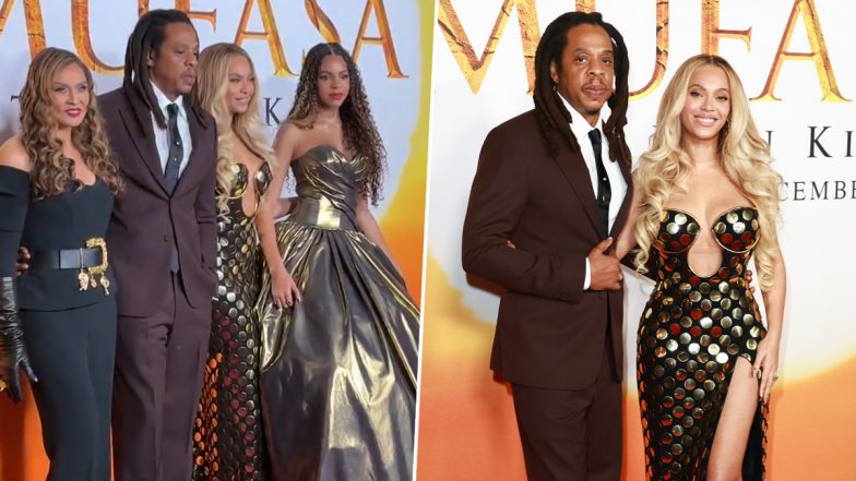 Jay-Z Makes Public Appearance Following Rape Allegations; Rapper Attends ‘Mufasa: The Lion King’ Premiere With Wife Beyoncé, Daughter Blue Ivy Carter and Mom-in-Law Tina Knowles (Watch Video)