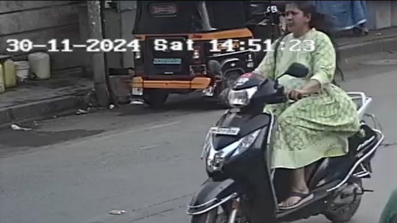 Kandivali Hit-and-Run: Woman Riding Scooter Without Helmet in Mumbai Hits Elderly Man, Leaves Him With Broken Leg; Victim's Son Shares CCTV Footage Showing Offender (See Pic)