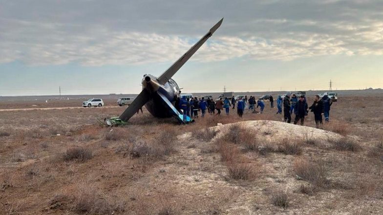 Kazakhstan Plane Crash: Death Toll Rises to 38 After Azerbaijan Airlines’ Embraer 190 Plane Crashes Near Aktau Airport