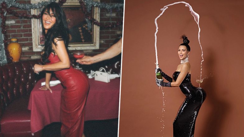 Kim Kardashian Recreates Famous Paper Magazine Pose at Glamorous Skims Christmas Celebration (See Pics)