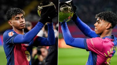 Lamine Yamal Showcases Golden Boy Award to Barca Fans Ahead of Barcelona vs Leganes La Liga 2024–25 Clash (View Pic)