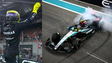 Lewis Hamilton's Mercedes Career Comes to an End After Six Titles and 246 F1 Races As He Finishes Fourth in Abu Dhabi GP 2024, Performs Last Donuts as Mercedes Driver Before Joining Ferrari (Watch Videos)