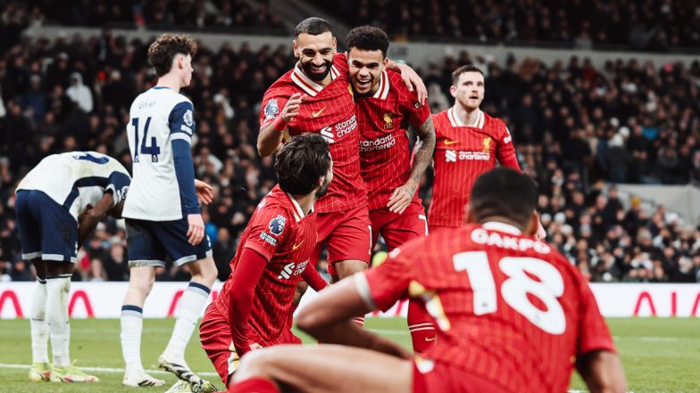 Tottenham Hotspur 3–6 Liverpool, Premier League 2024–25: Luis Diaz, Mohamed Salah Score Two Goals Each As Reds Win High-Scoring Thriller To Extend Lead at Top of Points Table