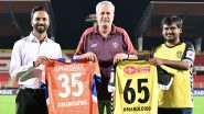 Manolo Marquez Completes 100 Matches in Indian Super League, Spanish Head Coach Presented With Special Jerseys by Hyderabad FC and FC Goa Before HFC vs FCG ISL 2024–25 Clash (Watch Video)