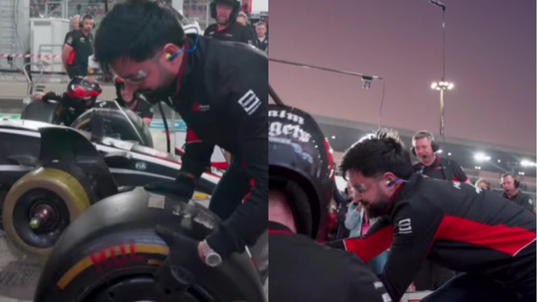 Rashid Khan, Star Afghanistan Cricketer, Spotted Changing Tyres During Mock Pit Stop Practice With Haas F1 Team (See Video)