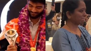 D Gukesh’s Mother Breaks Down in Tears After 18-Year-Old Lifts FIDE World Chess Championship 2024 Trophy During Closing Ceremony (Watch Video)