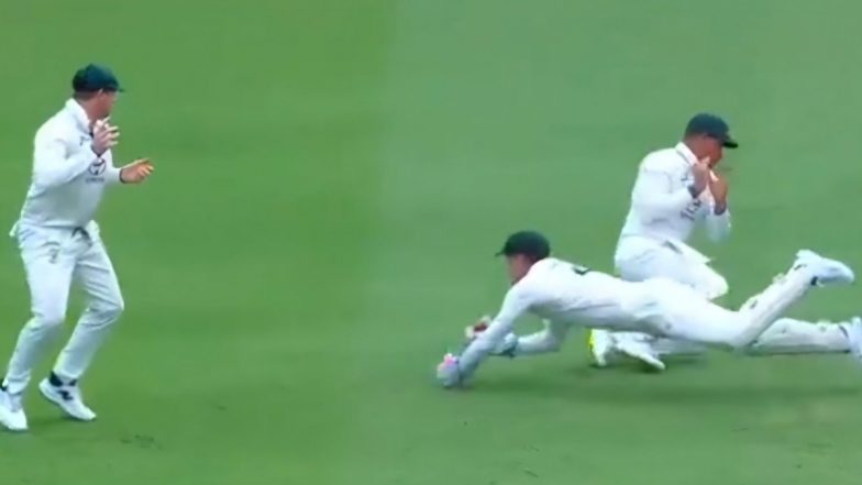 Mohammed Siraj Departs After Alex Carey Takes Superb Diving Catch Off Mitchell Starc's Bowling During IND vs AUS 3rd Test 2024 (Watch Video)