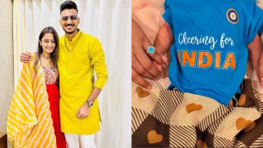 Axar Patel and Wife Meha Patel Blessed With Baby Boy; Couple Name Newborn 'Haksh' As They Share Adorable Picture On Social Media With Team India Jersey (See Post)