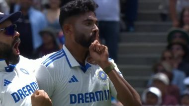 Mohammed Siraj's Celebration After Castling Usman Khawaja During IND vs AUS Boxing Day Test 2024 Goes Viral (Watch Video)