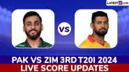 Pakistan vs Zimbabwe Live Score Updates of 3rd T20I 2024: Salman Agha Wins the Toss. Opts to Bat First