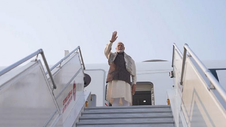 PM Modi Kuwait Visit: Prime Minister Narendra Modi Embarks on 2-Day Visit To Attend Opening Ceremony of Arabian Gulf Cup (Watch Video)