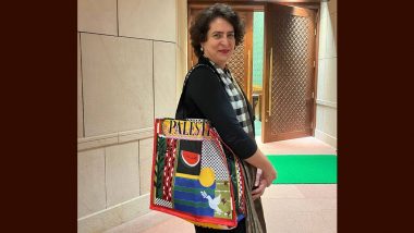 Priyanka Gandhi Carries Bag Emblazoned With 'Palestine' to Parliament (View Pic)