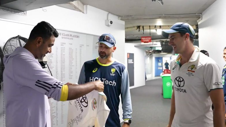 Pat Cummins, Nathan Lyon Present Signed Australian Jersey to Ravi Ashwin Following His Retirement