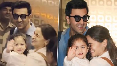 Ranbir Kapoor-Alia Bhatt Can’t Stop Smiling As Baby Raha Kapoor Waves and Blows Kisses to Paparazzi at Mumbai Airport Before New Year Getaway (Watch Video)