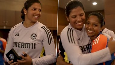 Minnu Mani Rewarded for Her Brilliant Fielding in IND-W vs WI-W T20I Series 2024, Receives Medal from Richa Ghosh (Watch Video)