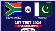 South Africa vs Pakistan Free Live Streaming Online, 1st Test 2024: How To Watch SA vs PAK Cricket Match Live Telecast on TV in India?