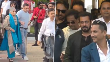 Actor Salman Khan Arrives in Jamnagar with Family for His Birthday Celebrations (Watch Videos)