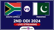 South Africa vs Pakistan Free Live Streaming Online, 2nd ODI 2024: How To Watch SA vs PAK Cricket Match Live Telecast on TV in India?