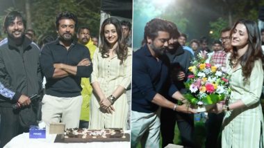 Trisha Krishnan in ‘Suriya 45’: Actress Reunites With Suriya After ‘Aaru’ for RJ Balaji’s Upcoming Film (Watch BTS Video)