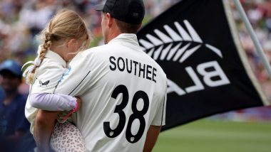 Tim Southee Walks Out For His Final Red-Ball Match With Daughter In His Arms As Wellington Crowd Applauds Star Pacer During NZ vs ENG 3rd Test 2024 (Watch Video)