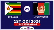 Zimbabwe vs Afghanistan Free Live Streaming Online, 1st ODI 2024: How To Watch ZIM vs AFG Cricket Match Live Telecast on TV?