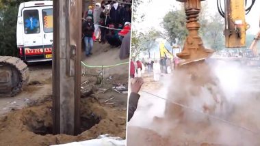 Piling Rig Machine Brought to Dig Deep Tunnel to Rescue Child Who Fell into Borewell in Dausa