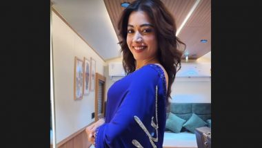 ‘Pushpa 2 - The Rule’: Rashmika Mandanna Dazzles in Srivalli-Themed Saree at Movie Pre-Release Event in Hyderabad (View Pic)