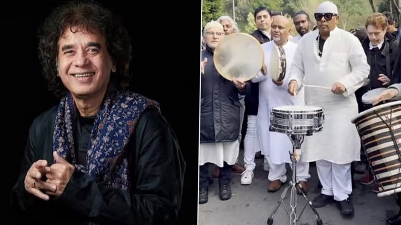 Zakir Hussain Final Farewell: Percussionist a Sivamani Pays Tribute to Tabla Maestro With Drum Performance at His Funeral in San Francisco