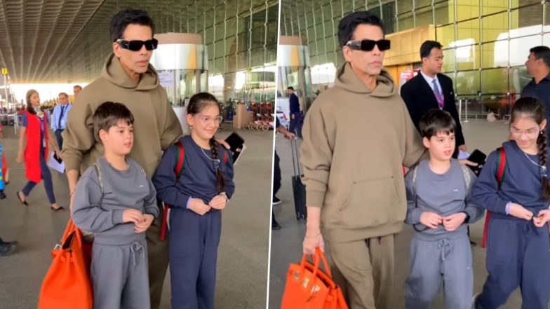 Karan Johar Heads for Family Vacation with Kids Yash and Roohi Ahead of New Year Celebrations (Watch Video)