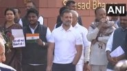 Parliament Winter Session 2024: Small Tricolour, Red Rose in Hand, Opposition MPs Urge Government To Run House (Watch Video)