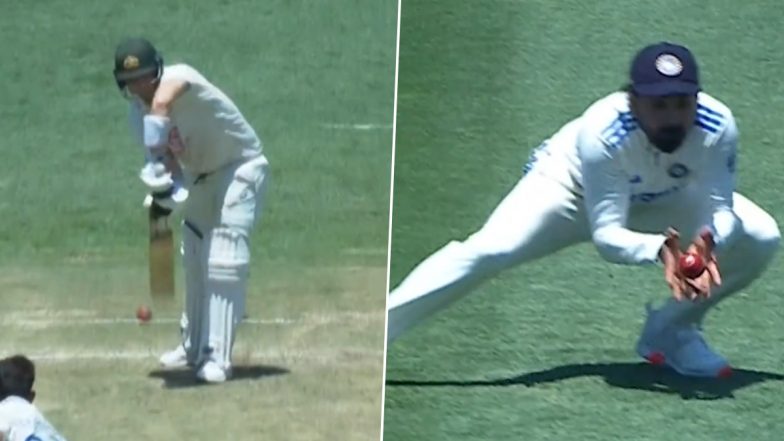 Steve Smith Wicket Video: Watch Prasidh Krishna Providing Important Breakthrough as KL Rahul Takes Catch During IND vs AUS 5th Test 2024-25