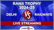 Delhi vs Railways Free Live Streaming Online, Ranji Trophy 2024-25 Match: How To Watch DEL vs RAI First-Class Cricket Match Live Telecast on TV?