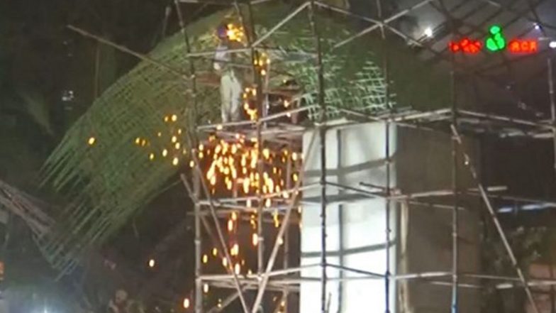 Metro Pillar Collapse in Mumbai: Under-Construction Metro Pillar Collapses in Chembur’s Suman Nagar, No Injuries Reported (Watch Video)