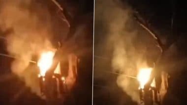 Etah: Man Having Dispute With Wife Dies by Suicide After Touching High-Tension Wire, UP Police Begin Probe as Disturbing Video of Burning Body Surfaces