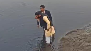 Haryana CM Nayab Singh Saini Sips Yamuna Water After Arvind Kejriwal’s Poison Claim, Video Goes Viral